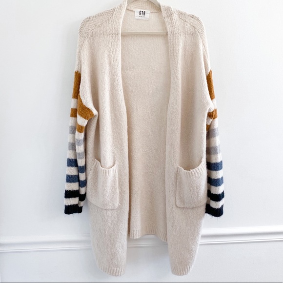 Six One Eight Sweaters - Boutique Colorblock Stripe Open Cardigan